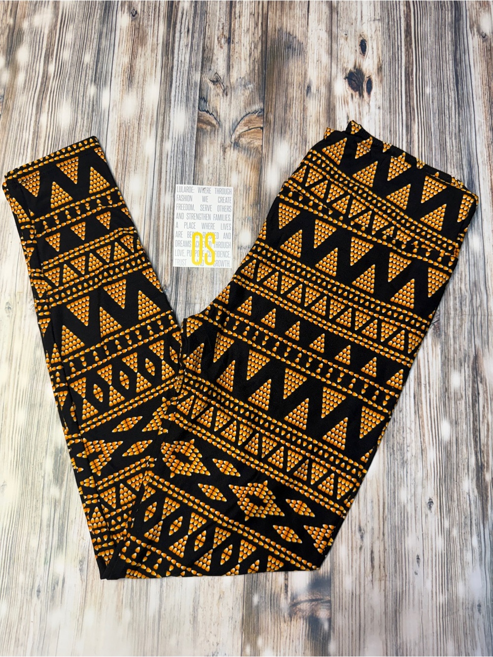 LuLaRoe Black & Gold Aztec Print Leggings Candy Corn